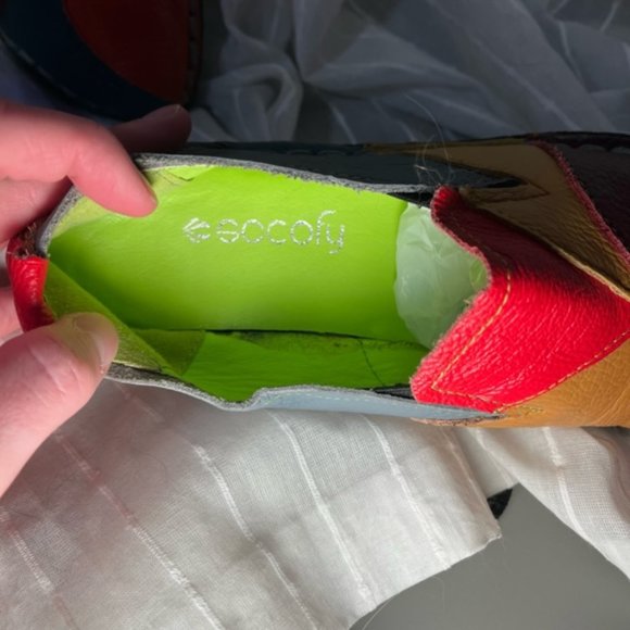 Socofy Handmade Soft Leather Colorful Patchwork flats with bag - Picture 7 of 8